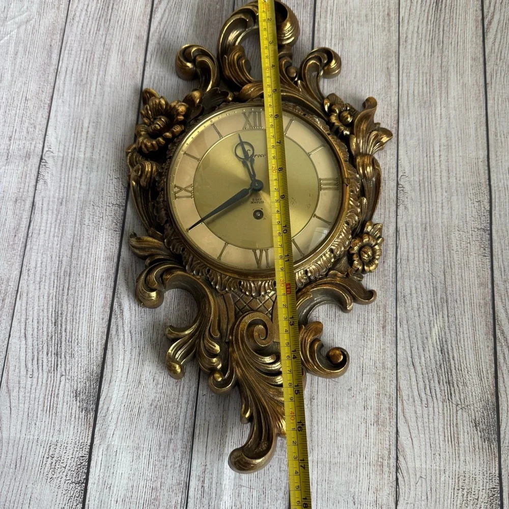 SYROCO Mid-century Modern Wall Clock Vintage Gold